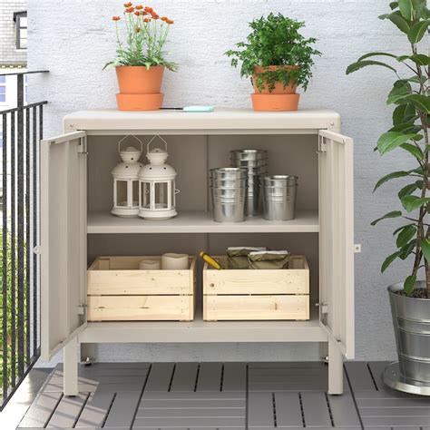 KOLBJÖRN Cabinet, indoor/outdoor, beige, 31 1/2x31 7/8 